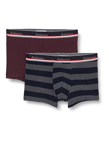 EMINENCE - Zestaw 2 męskich bokserów Made in France, Pasek/Bordeaux, S