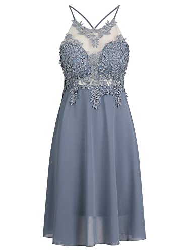 ApartFashion Sukienka damska, swobodna sukienka wieczorowa, dżinsowa niebieska, normalna, dżinsowy niebieski, L