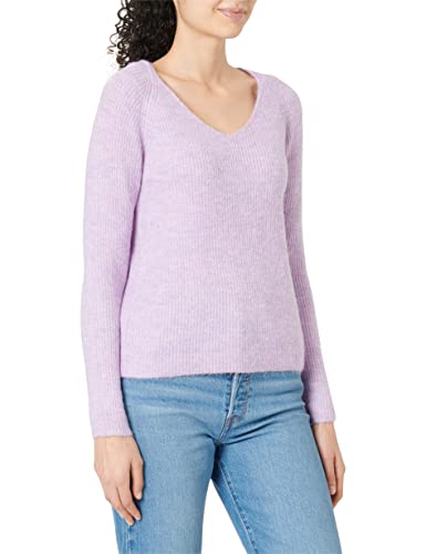 PIECES Damski sweter z dekoltem w serek NOOS BC PCELLEN LS, fioletowy różowy, M