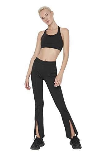 Trendyol Damskie damskie spodnie dresowe z wysokim stanem, Czarny, M