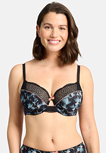 Sans Complexe Damski klasyczny biustonosz z fiszbinami, Czarny nadruk poezji, 90C