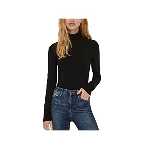 VERO MODA Sweter damski z golfem, czarny, M