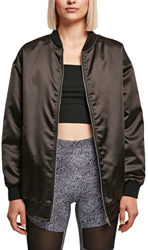 Urban Classics Damska kurtka oversized satynowa bomber, czarny, XS