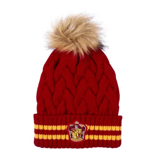 Harry Potter Pompon czapka dzianinowa Gryffindor czerwona, GRYFFINDOR - czerwony, jeden rozmiar
