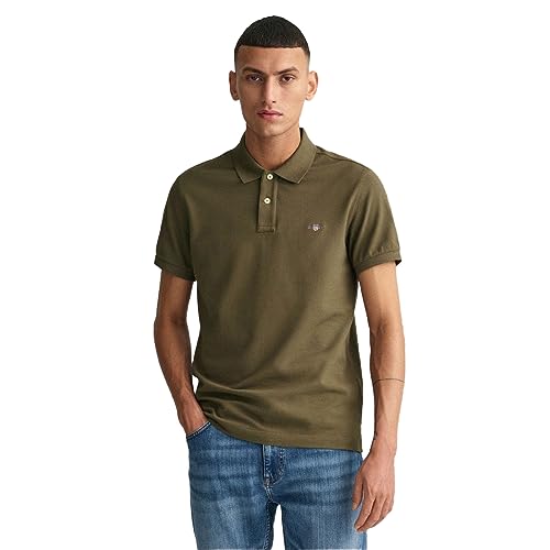 GANT Męska koszulka polo Slim Shield SS Pique, Juniper Green, Standard, Juniper Green, L