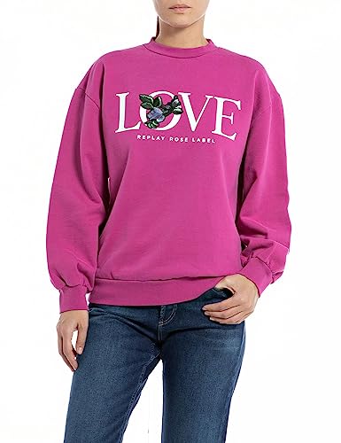 Replay Damska bluza bawełniana Rose Label Collection, 106 Fairy Violet, XS