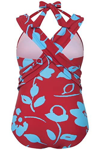 Ulla Popken Damski kostium kąpielowy Cut Out Floral, czerwony, 56