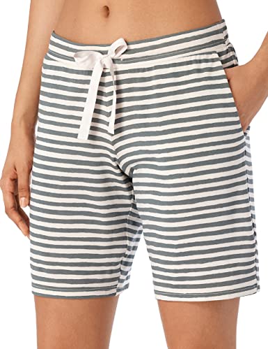Schiesser Damskie Spodnie do Spania Bermudy, Część Piżamy, Zielone Paski, 34, Zielone Paski