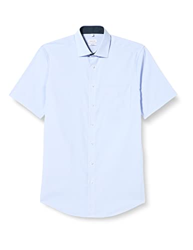 Seidensticker Męska koszula z krótkim rękawem, regularny krój, jasnoniebieska, 44, jasnoniebieski, 44