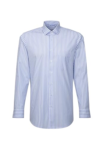 Seidensticker Męska koszulka z długim rękawem Straight FIT T, niebieska, 46, NIEBIESKI, 56