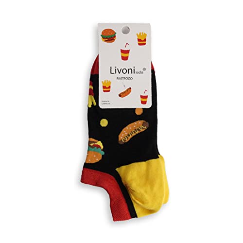 Livoni Fast Food - niskie skarpety 39-42, wielokolorowe, M, wielobarwny