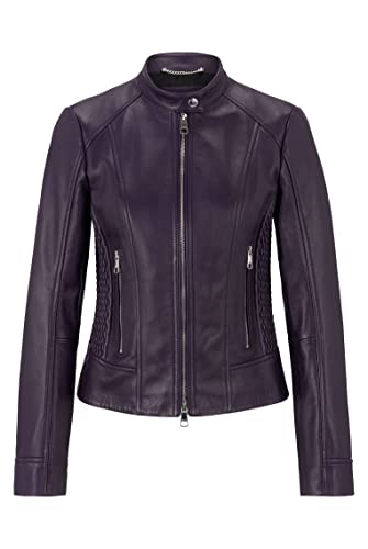 BOSS Damska kurtka skórzana C_Samoka, Dark Purple506, 38