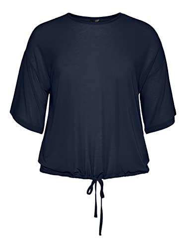 VERO MODA Damska koszulka Vmlonie SS Drawstring Top-S Curve Ga, granatowy blezer, 42/44
