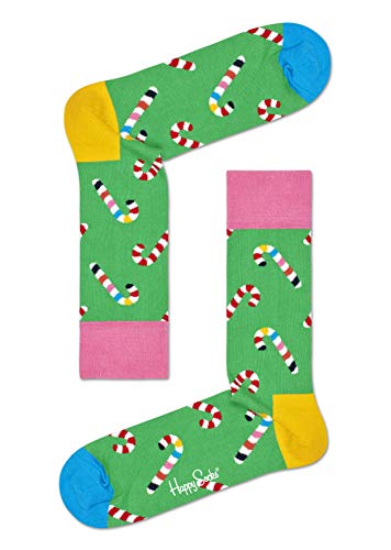 Happy Socks Candy Cane Sock, kolorowe i zabawne, Skarpety dla kobiet i mężczyzn, Żółty-Różowy-Niebieski (36-40)