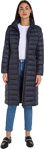 Tommy Hilfiger Damskie płaszcze z wyściełanymi paskami Global Stripe Maxi, pustynne niebo, XS