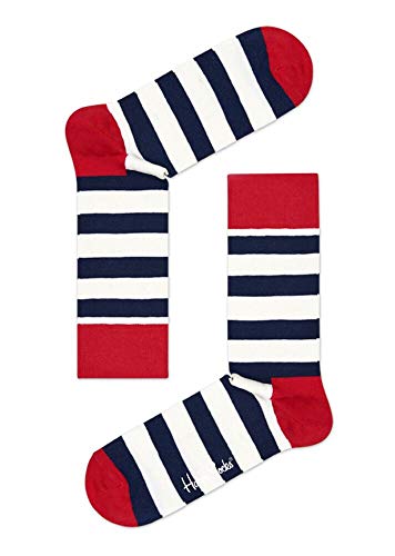 Happy Socks Stripe, kolorowe i zabawne, Skarpety dla kobiet i mężczyzn, Czerwony-Biały (41-46)