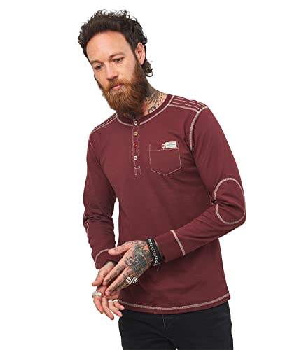Joe Browns Klasyczna koszulka męska z długim rękawem Henley, Czereśnia, XXL