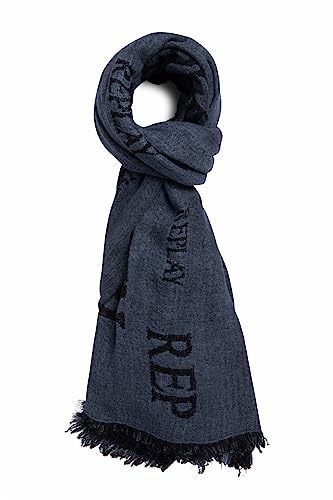 Replay Męski szalik AM9223, 500 DK niebieski granatowy, UNIC