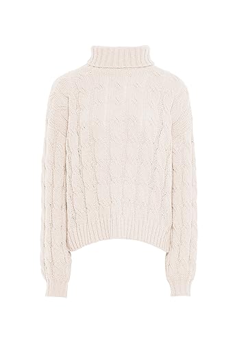 myMo Damski sweter z golfem WOLLBIAŁY M/L, biały (wollweiss), M