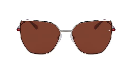 Calvin Klein Damskie okulary przeciwsłoneczne CKJ23202S, złote/bordowe, jeden rozmiar, Złoty/bordowy, Rozmiar uniwersalny