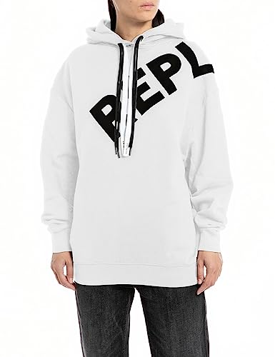 Replay Damska bluza z kapturem, 001 White, XXS