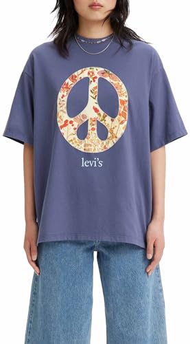 Levi's Damski sweter z krótkim stosem graficzny, Kwiatowy znak pokoju korona niebieska, M