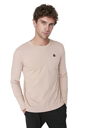 Trendyol Damski męski prosty dzianinowy top od piżamy, BEŻOWY, S