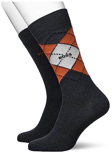 BOSS Męskie skarpety 2P RS Argyle Col CC Regular Socks, Charcoal, 40-46, antracyt, 46 EU