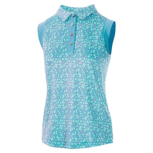 Island Green Golf Damskie Oddychające Szybkoschnące Odprowadzające Wilgoć Koszulki Polo, Aqua/Biały, XL, 2231 - Aqua/Biały, XL