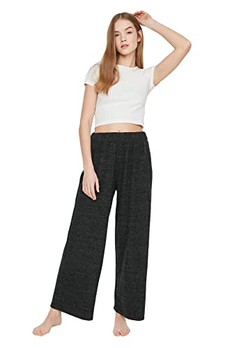 Trendyol Damskie Spodnie z dzianiny Antracyt przędzy, Antracyt, XS