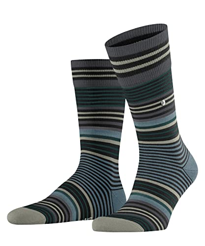 Burlington Mężczyźni Skarpety Stripe M SO Wełna z wzorem 1 Para, Czarny (Black 3002), 46-50