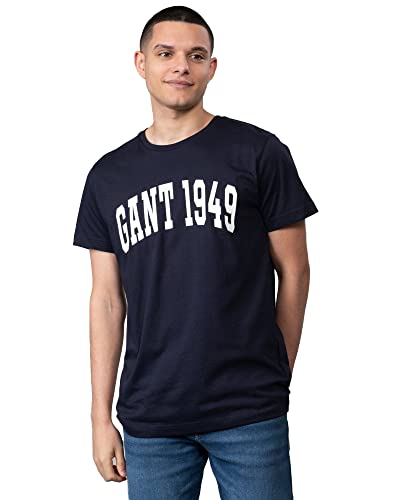 GANT Męski t-shirt MD. Fall SS, niebieski (Evening Blue), M