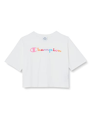 Champion Legacy American Classics-Logo Croptop Oversized S/S T-Shirt Dziewczyny i Dziewczyny, Biały, 11-12 lat