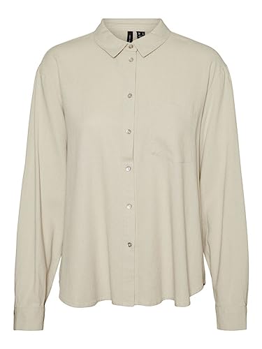 VERO MODA Damska koszulka Vmjesmilo Ls WVN Ga Noos bluzka, Silver Lining, XS