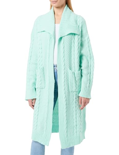 Aleva Damski długi kardigan z dzianiny z twistowym swetrem i dużymi klapami, akrylowy, delikatny, miętowy, rozmiar XS/S, Delikatna mięta, XS