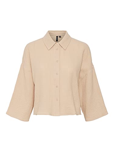 VERO MODA Damska koszulka Vmnatali Crop Shirt WVN Noos Top, Irish Cream, M