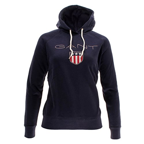 GANT Damska bluza z kapturem z logo Shield Sweat Hoodie, niebieski (Evening Blue), S
