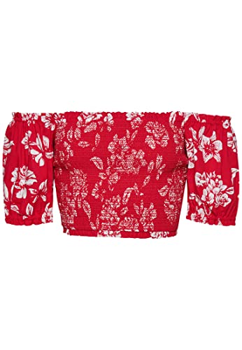 Superdry Women's Vintage Smocked Crop Top W6011290A, Z6j/Floral Red, L