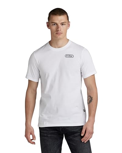 G-STAR RAW Męski T-shirt z tyłu Slim R T, Biały (White D23906-336-110), XXL