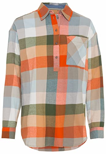 Camel Active Womenswear Koszula damska, Sprawdź spalony pomarańczowy, XS