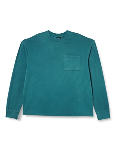 Urban Classics Męski T-shirt z długim rękawem Pigment Dyed Pocket, morski, 5XL