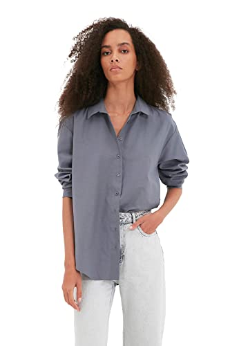 Trendyol Koszulka damska Anthracite Loose Fit, 36