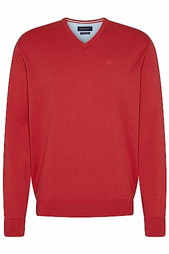 bugatti sweter męski z dekoltem w ser, Czerwony-950, XXL