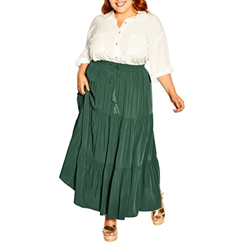 CITY CHIC Spódnica damska plus size warstwowa, ZIELONY, 50-Plus