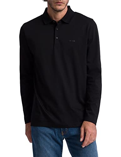 Pierre Cardin Męska koszulka polo z długim rękawem, czarny, S