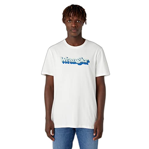 Wrangler Męski t-shirt graficzny, biały (Worn White), średni, Worn White, M