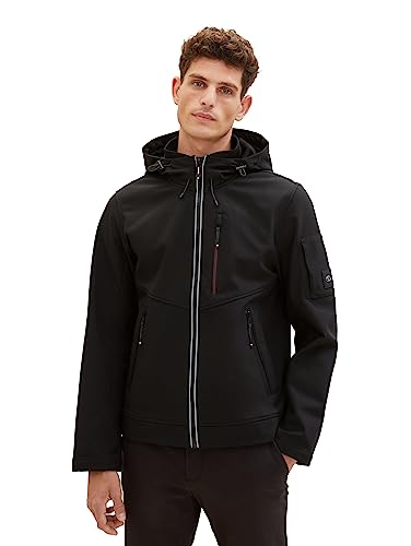 TOM TAILOR Męska kurtka softshell z podszewką z polaru, 29999-czarny, S