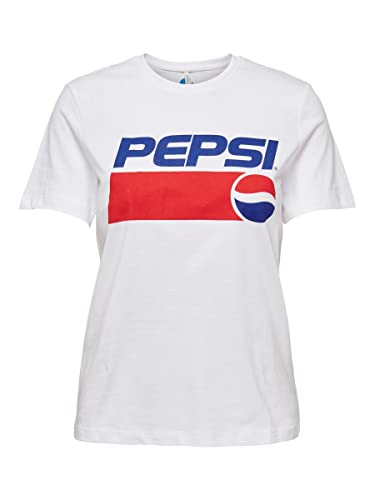 ONLY Women's ONLPEPSI REG S/S TOP Box JRS T-Shirt, Bright White/Print: logo, S (3 sztuki)