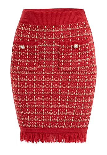 faina Spódnica z dzianiny damska 11025235, czerwony, XS-S