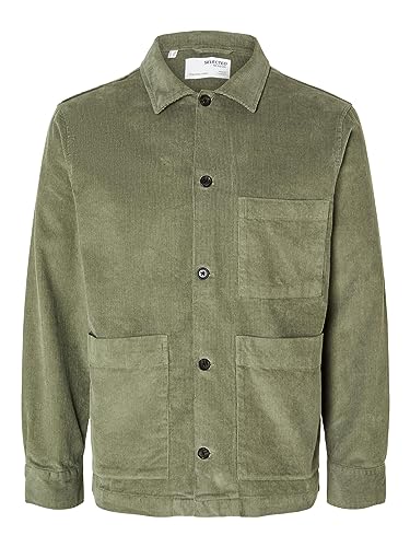 SELETED HOMME Męska koszula sztruksowa Slhloosetony-Cord Overshirt Noos, zielony, S